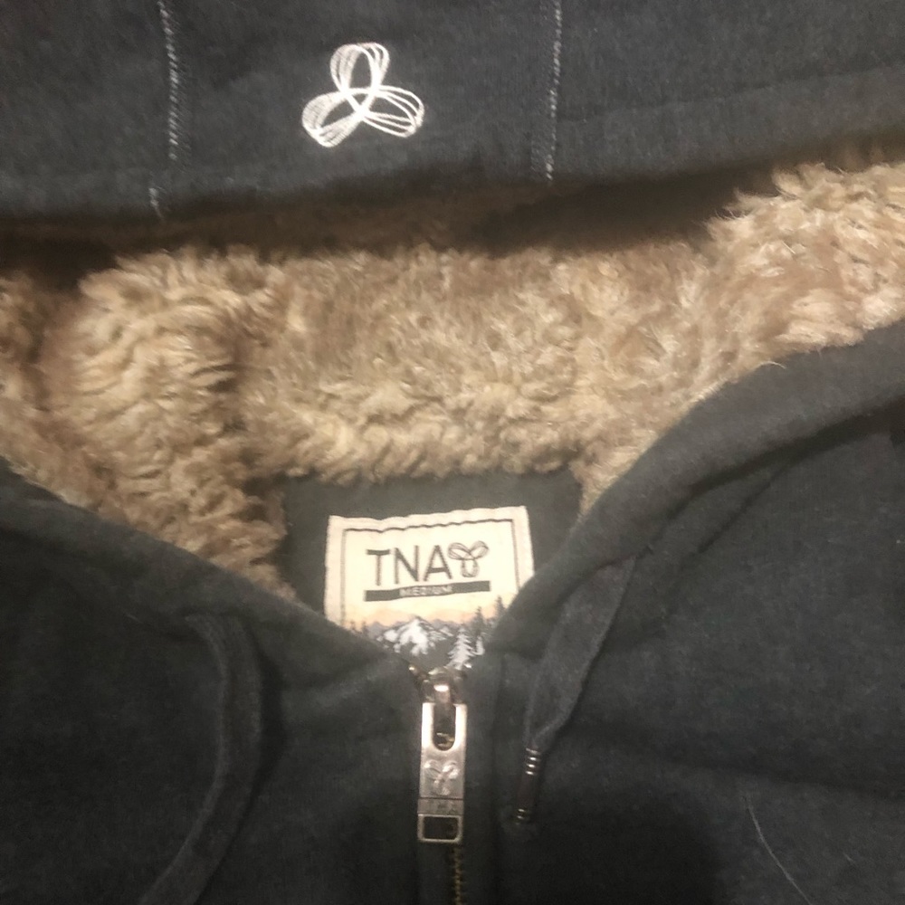 Size M TNA charcoal grey faux fur lined hoodie